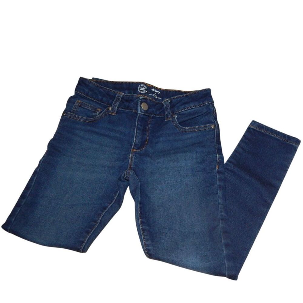 Wonder Nation girls size 7 blue skinny jeans with adjustable waistband